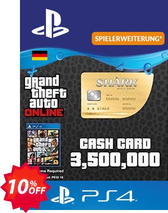 GTA Whale Shark Card PS4, Germany  Coupon code 10% discount 