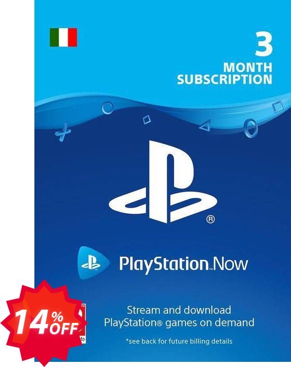 PS Now 3 Month Subscription, Italy  Coupon code 14% discount 