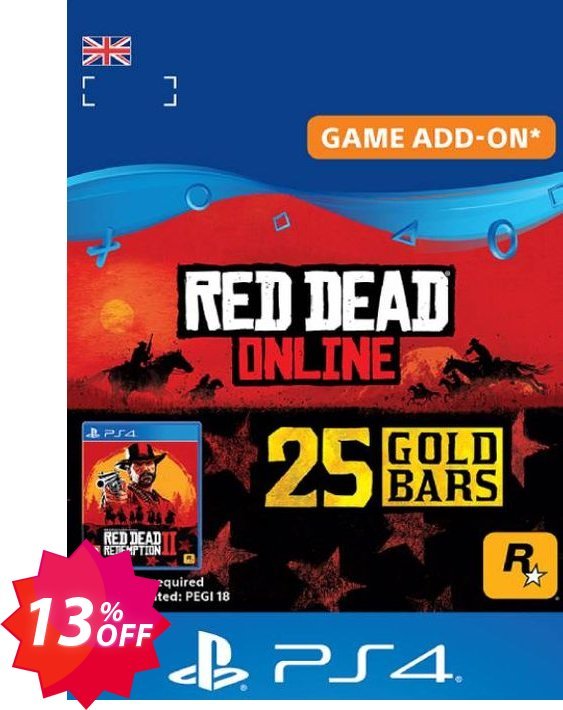 Red Dead Online: 25 Gold Bars PS4, UK  Coupon code 13% discount 