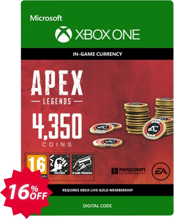 Apex Legends 4350 Coins Xbox One Coupon code 16% discount 