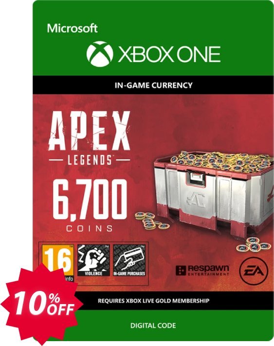 Apex Legends 6700 Coins Xbox One Coupon code 10% discount 