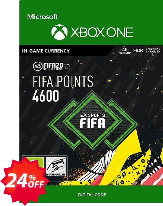 FIFA 20 - 4600 FUT Points Xbox One Coupon code 24% discount 