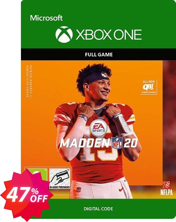 Madden NFL 20 Xbox One Coupon code 47% discount 