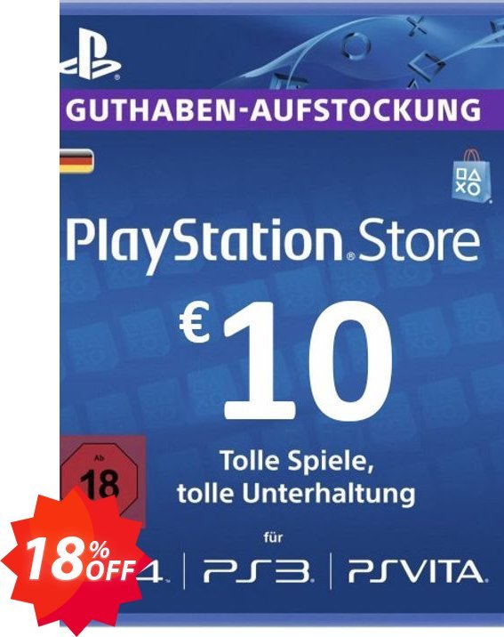 PS Network, PSN Card - 10 EUR, Germany  Coupon code 18% discount 