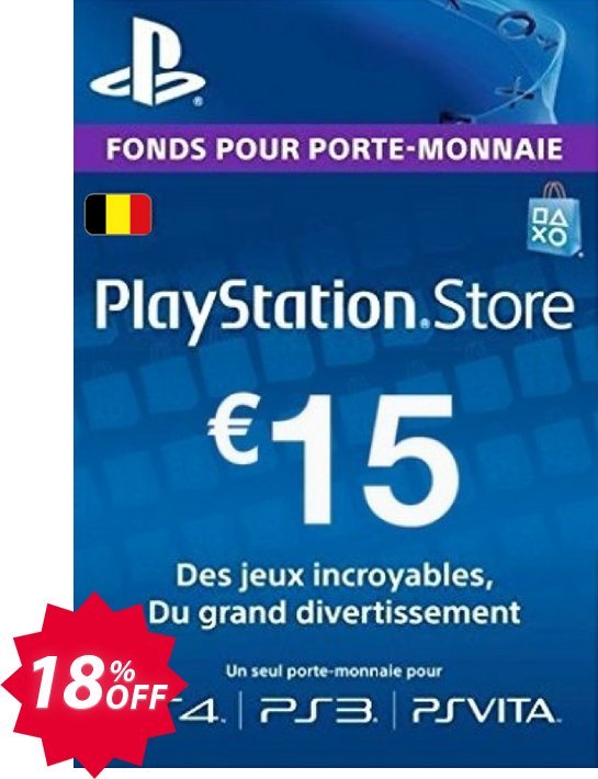 PS Network, PSN Card - 15 EUR, Belgium  Coupon code 18% discount 