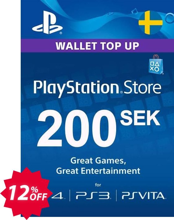 PS Network, PSN Card 200 SEK, Sweden  Coupon code 12% discount 