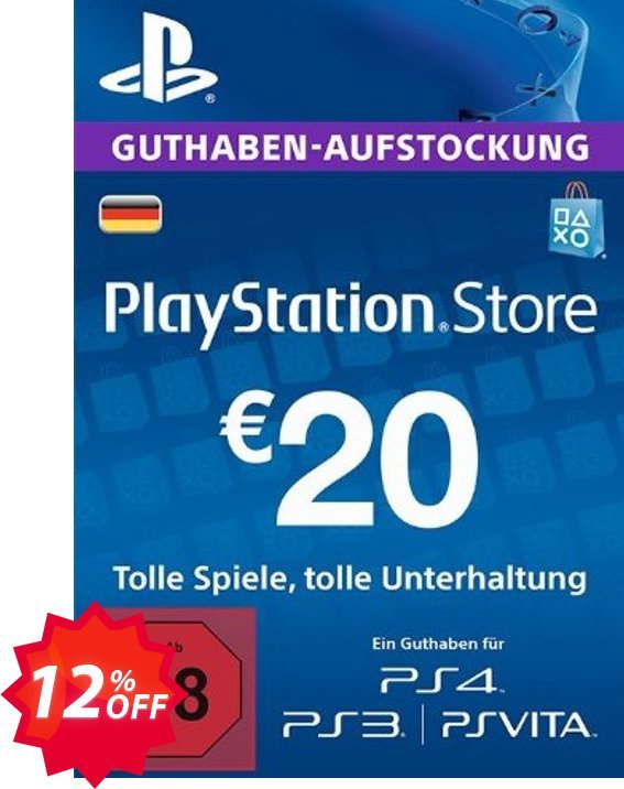 PS Network, PSN Card - 20 EUR, Germany  Coupon code 12% discount 