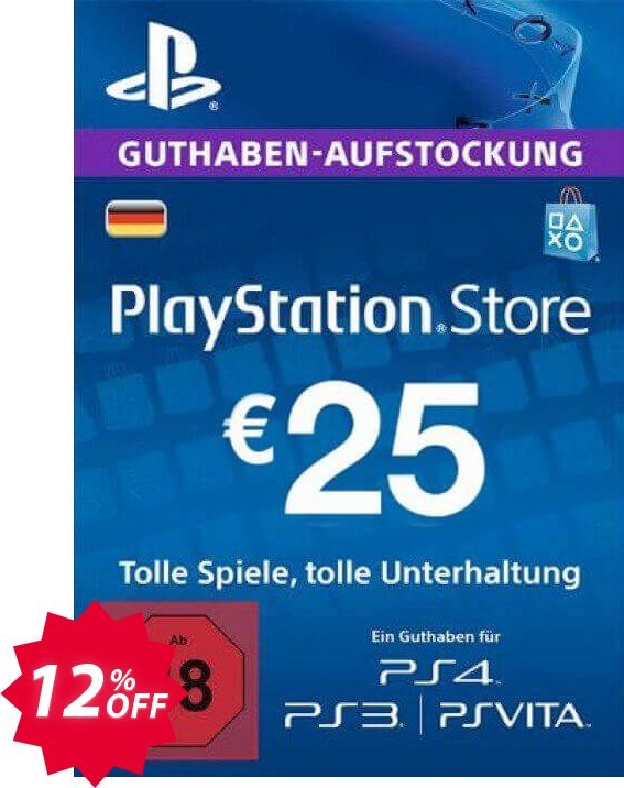 PS Network, PSN Card - 25 EUR, Germany  Coupon code 12% discount 