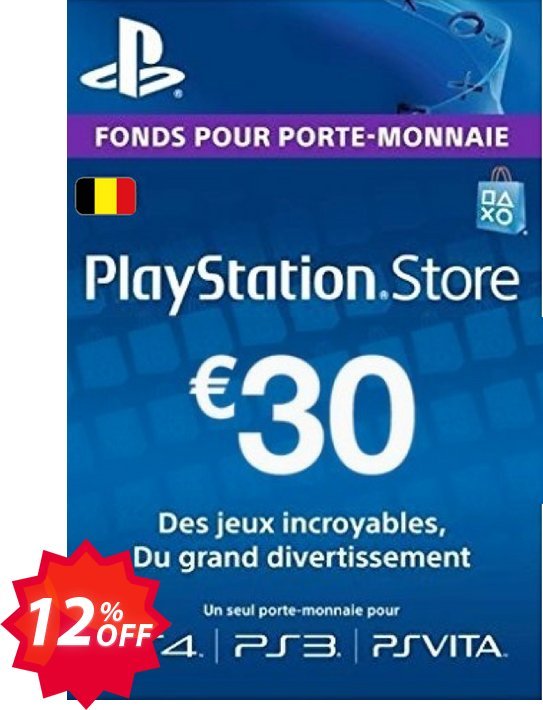PS Network, PSN Card - 30 EUR, Belgium  Coupon code 12% discount 