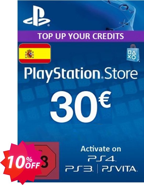 PS Network, PSN Card - 30 EUR, Spain  Coupon code 10% discount 