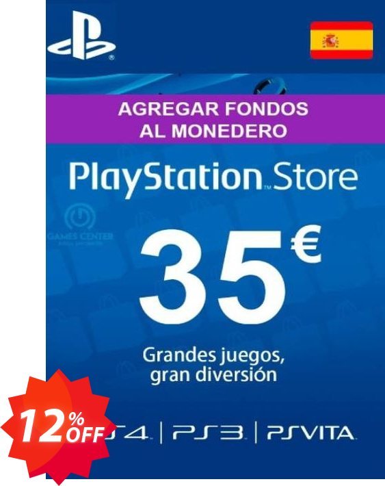 PS Network, PSN Card - 35 EUR, Spain  Coupon code 12% discount 
