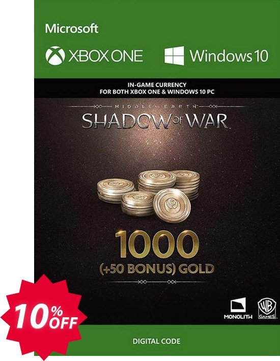 Middle-Earth: Shadow of War - 1050 Gold Xbox One Coupon code 10% discount 