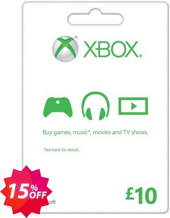 Microsoft Gift Card - £10, Xbox One/360  Coupon code 15% discount 