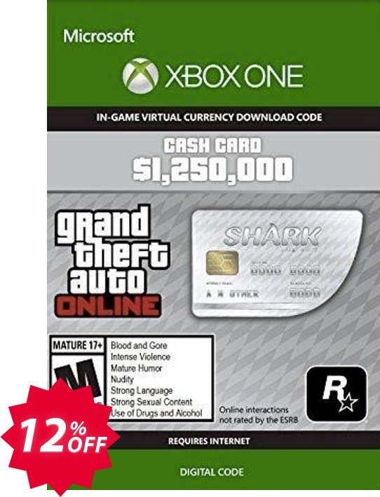 GTA V 5 Great White Shark Cash Card - Xbox One Digital Code Coupon code 12% discount 