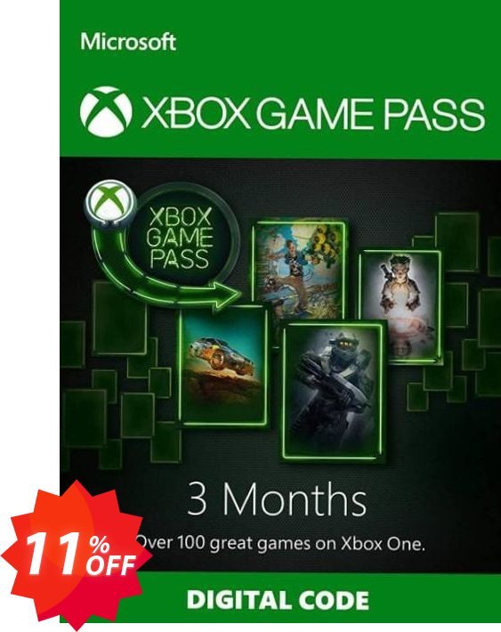3 Month Xbox Game Pass Xbox One Coupon code 11% discount 