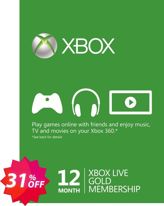 12 Month Xbox Live Gold Membership BRAZIL Coupon code 31% discount 