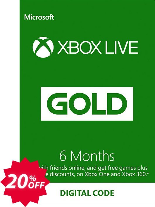 6 Month Xbox Live Gold Membership, EU  Coupon code 20% discount 