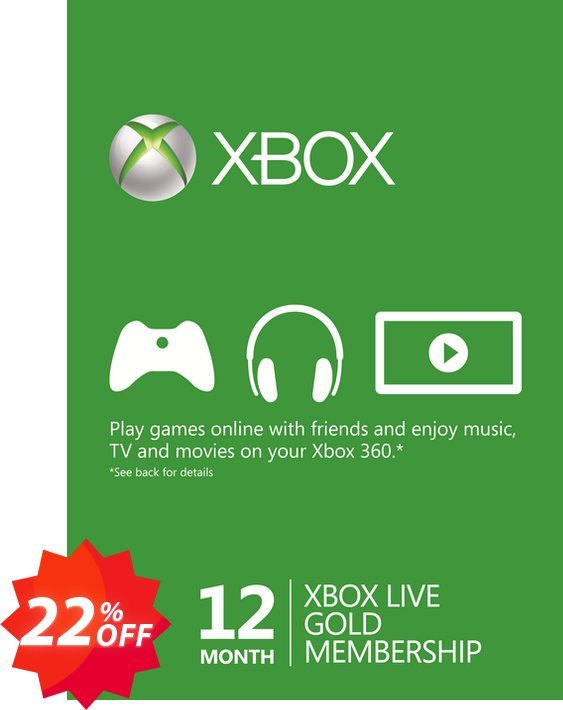 12 Month Xbox Live Gold Membership -, EU  Coupon code 22% discount 