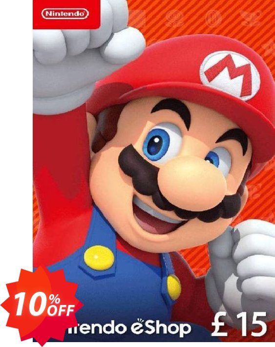 Nintendo eShop £15 card Nintendo 3DS/DS/Wii/Wii U Coupon code 10% discount 
