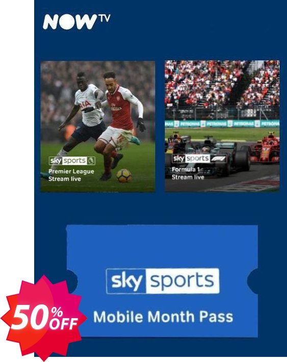 NOW TV - Sky Sports Mobile Month Pass Coupon code 50% discount 