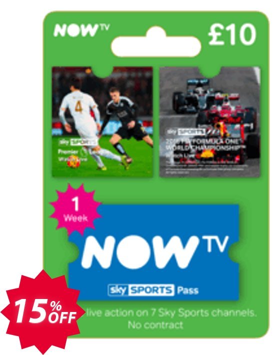NOW TV - Sky Sports 1 Week Pass Coupon code 15% discount 