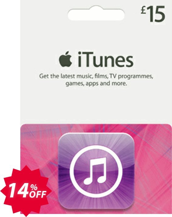 iTunes Gift Card - £15 Coupon code 14% discount 