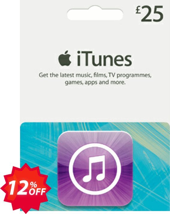 iTunes Gift Card - £25 Coupon code 12% discount 