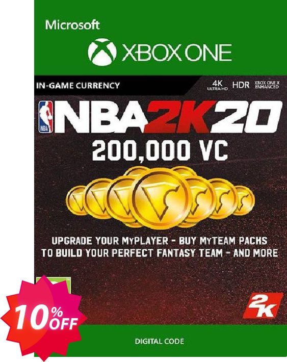 NBA 2K20: 200,000 VC Xbox One Coupon code 10% discount 