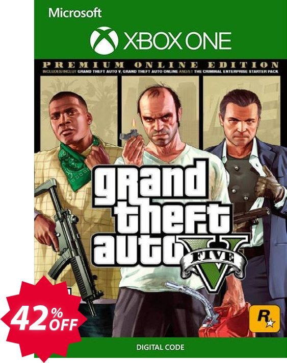 Grand Theft Auto V 5: Premium Online Edition Xbox One Coupon code 42% discount 