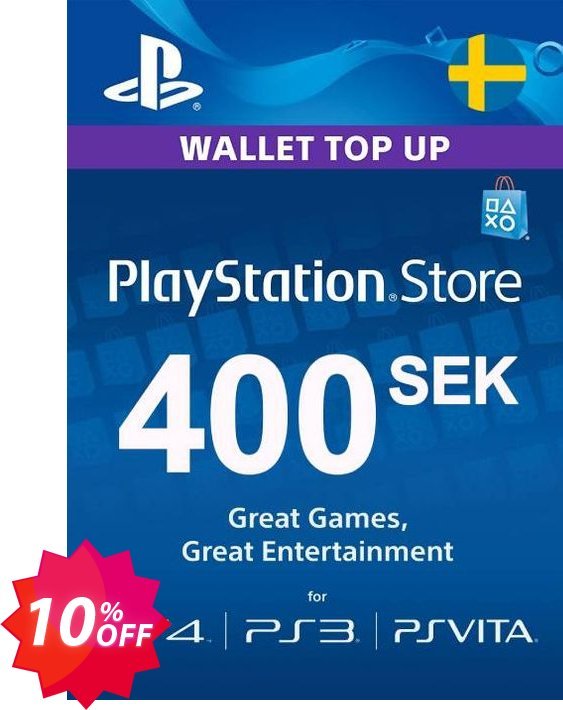 PS Network, PSN Card 400 SEK, Sweden  Coupon code 10% discount 