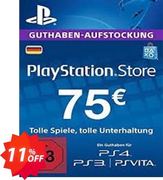 PS Network, PSN Card - 75 EUR, Germany  Coupon code 11% discount 
