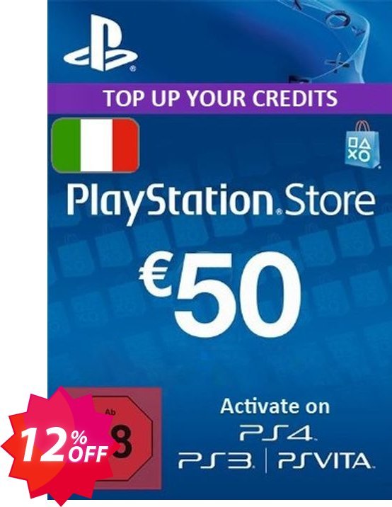 PS Network, PSN Card - 50 EUR, Italy  Coupon code 12% discount 