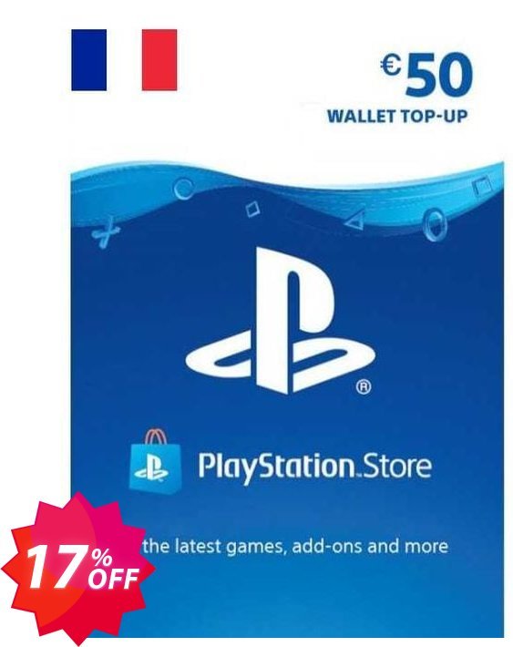 PS Network, PSN Card - 50 EUR, France  Coupon code 17% discount 