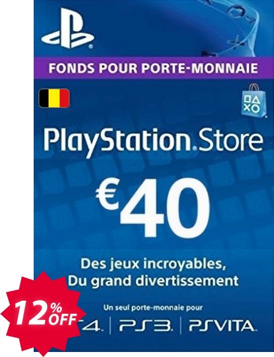 PS Network, PSN Card - 40 EUR, Belgium  Coupon code 12% discount 