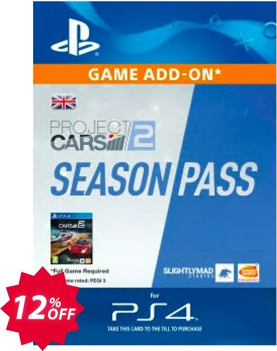 Project CARS 2 Season Pass PS4 Coupon code 12% discount 