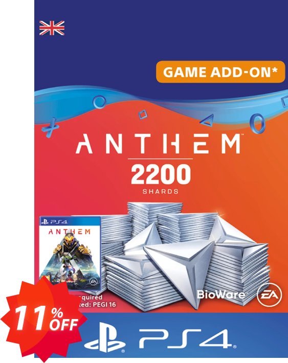 Anthem 2200 Shards PS4, UK  Coupon code 11% discount 
