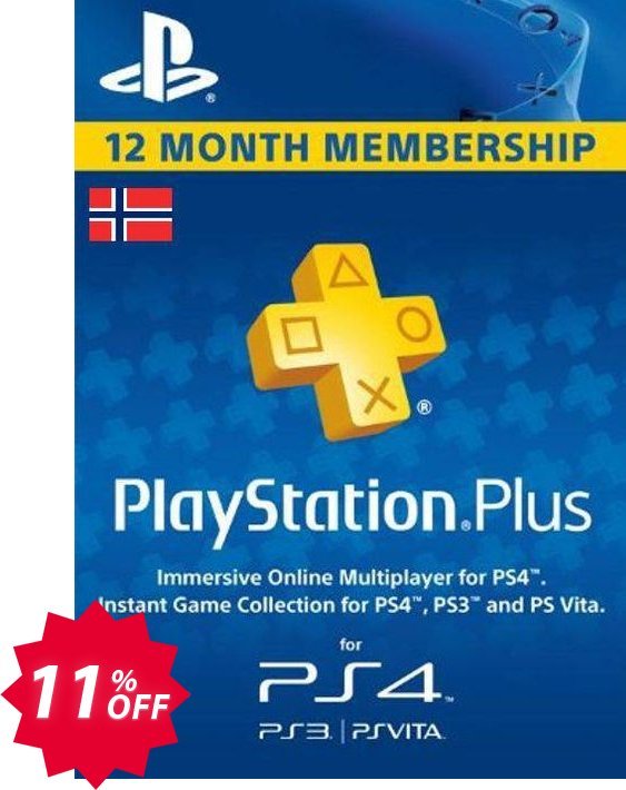 PS Plus - 12 Month Subscription, Norway  Coupon code 11% discount 