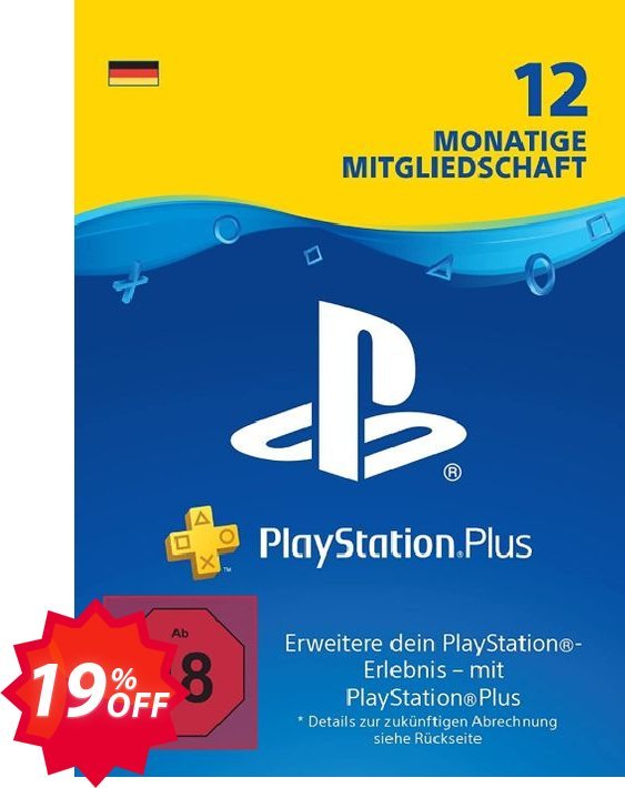 PS Plus, PS+ - 12 Month Subscription, Germany  Coupon code 19% discount 