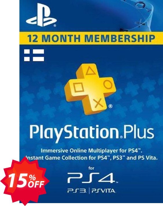 PS Plus - 12 Month Subscription, Finland  Coupon code 15% discount 