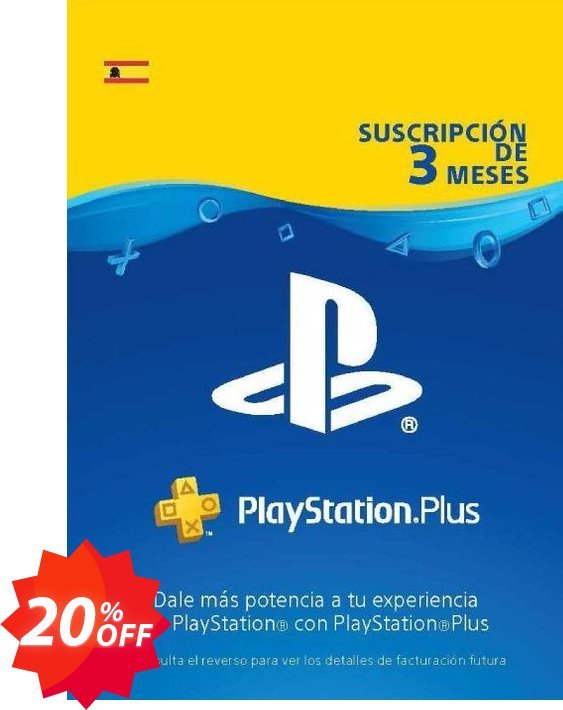 PS Plus, PS+ - 3 Month Subscription, Spain  Coupon code 20% discount 