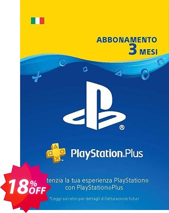 PS Plus, PS+ - 3 Month Subscription, Italy  Coupon code 18% discount 