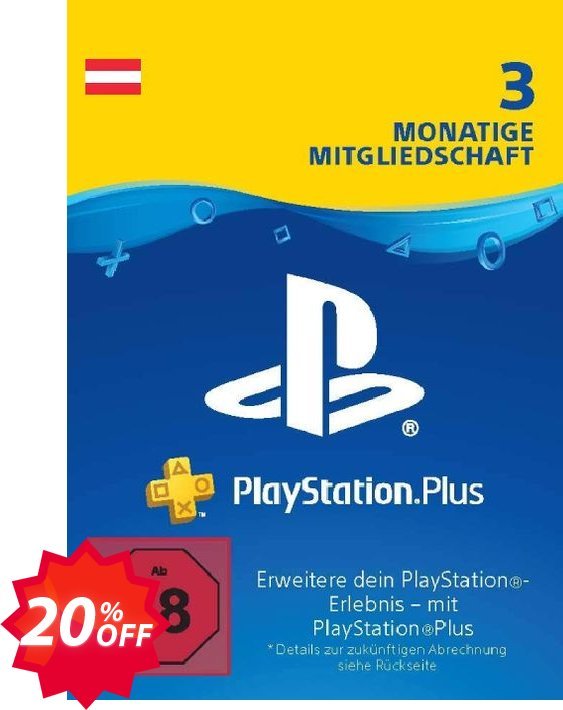PS Plus, PS+ - 3 Month Subscription, Austria  Coupon code 20% discount 