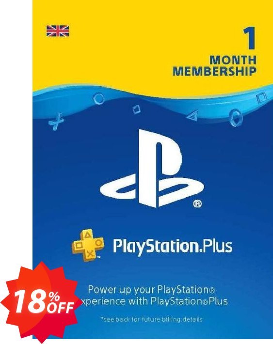PS Plus, PS+ - Monthly Subscription, UK  Coupon code 18% discount 