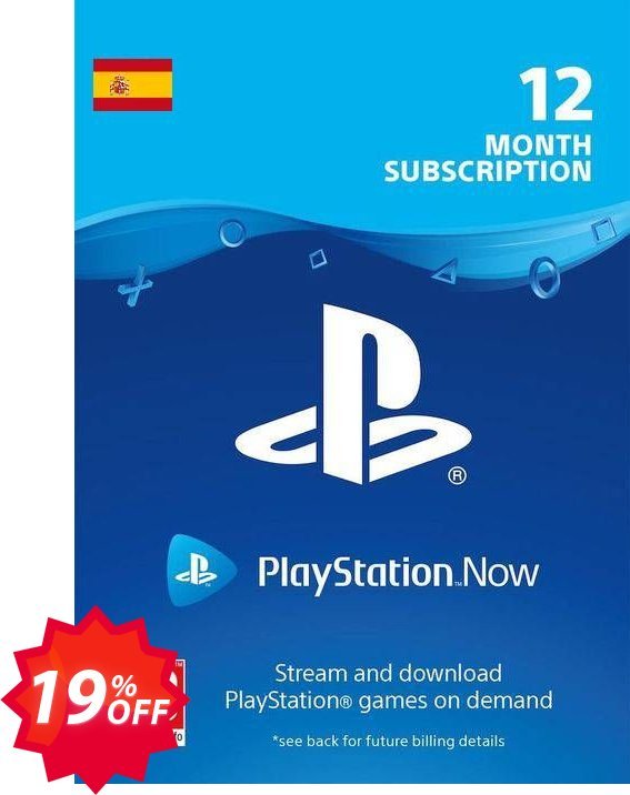 PS Now 12 Month Subscription, Spain  Coupon code 19% discount 