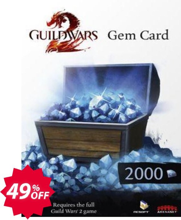 Guild Wars 2 2000 Gem Points Card, PC  Coupon code 49% discount 