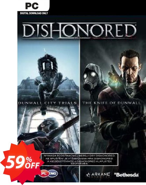 Dishonored PC DLC Double Pack Dunwall City Trials and The Knife of Dunwall Coupon code 59% discount 