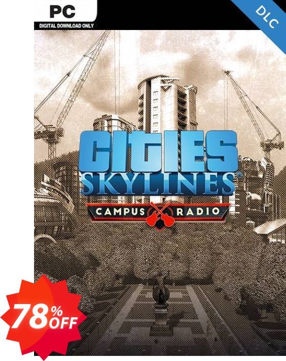 Cities Skylines PC - Campus Rock Radio DLC Coupon code 78% discount 