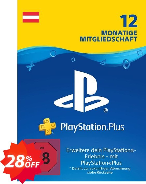 PS Plus, PS+ - 12 Month Subscription, Austria  Coupon code 28% discount 