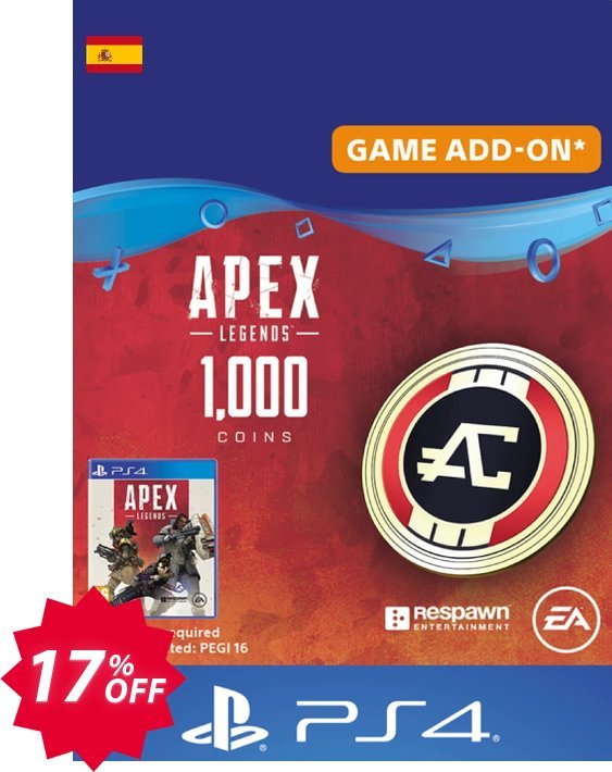 Apex Legends 1000 Coins PS4, Spain  Coupon code 17% discount 