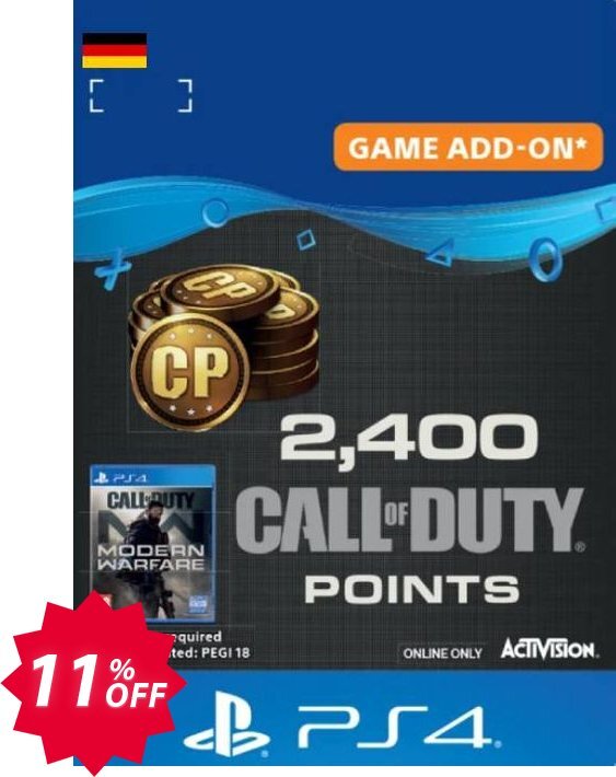 Call of Duty Modern Warfare - 2400 Points PS4, Germany  Coupon code 11% discount 